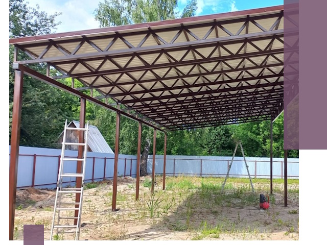 Односкатные навесы под ключ в Богородицке — изготовление и монтаж