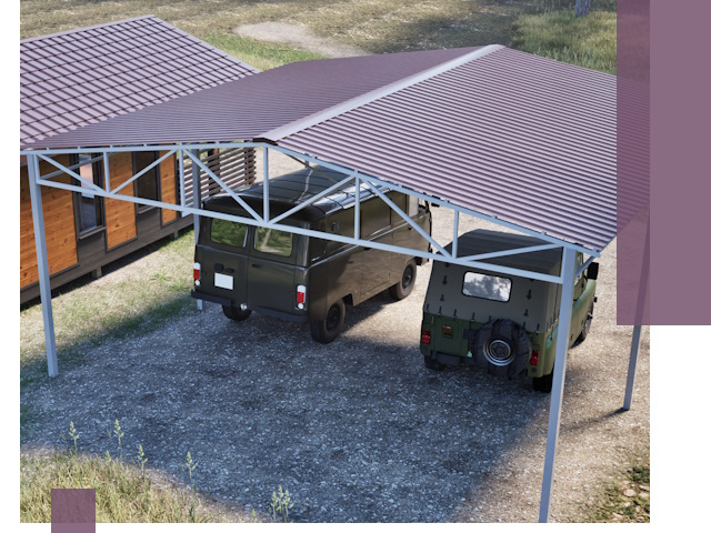 Двускатные навесы под ключ в Богородицке — изготовление и монтаж